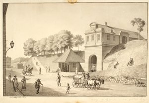 Aussicht entlang des Walls in Richtung Nørreport, von innen gesehen von Christoffer Wilhelm Eckersberg