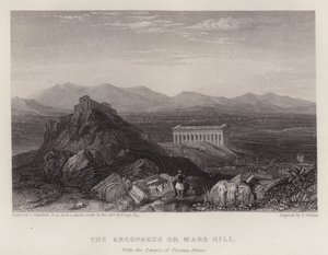Der Areopag oder Mars-Hügel, mit dem Theseustempel in Athen von C. (after) Stanfield