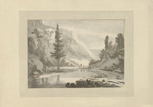Berglandschaft mit Hirten am Flussufer von C. Brouwer