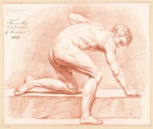 Kniender männlicher Akt, von der Seite gesehen (2. Preis 1801) von C. Courier