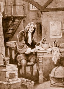 Sir Isaac Newton in seinem kleinen Zimmer von C. Dudley Tennant