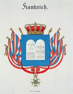 Charta und Anhänger des Ordens der französischen Ehrenlegion, aus einer Sammlung von Aquarellen, veröffentlicht in Deutschland, 1830-33 von C. Hildebrandt