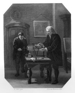 Pieter van Musschenbroek und Andreas Cunaeus, niederländische Wissenschaftler, um 1870