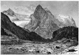 Das Wellhorn und der Rosenlaui-Gletscher, Schweiz, 19. Jahrhundert von C. Laplante