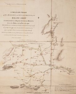 Eine militärische Karte der Märsche und Lager des großen Heeres unter dem Kommando von Generalmajor Medows vom 26. Mai bis 14. Dezember 1790 von C. Mackenzie