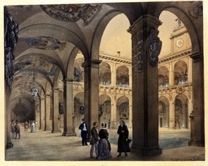 Universität von Bologna: Archiginnasium "Die unteren Arkaden" von Calisto & Tomaselli Contardo (1827 57) Zanotti Cavazzoni