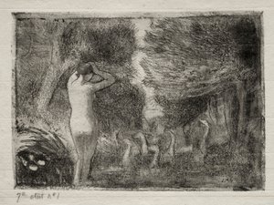 Badende und Gänse, 1895 von Camille Jacob Pissarro