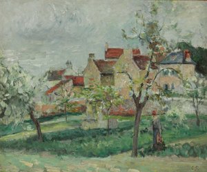 Blühende Pflaumenbäume in Pontoise von Camille Jacob Pissarro