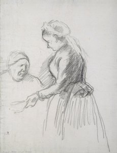 Studie der Mutter des Künstlers mit ihrer Magd von Camille Jacob Pissarro