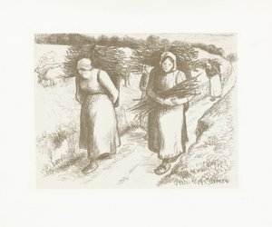 Frauen tragen Reisigbündel von Camille Jacob Pissarro