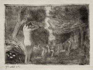 Badender und Gänse von Camille Pissarro