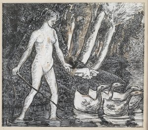Badender mit Gänsen, 1895