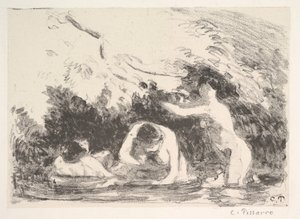Badende im Schatten bewaldeter Ufer, 1894 von Camille Jacob Pissarro