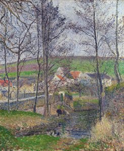 Ufer der Viosne in Osny, graues Wetter, Winter von Camille Pissarro