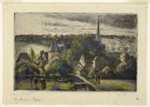 Kirche und Bauernhof in Éragny von Camille Pissarro
