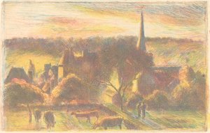 Kirche und Bauernhof in Éragny von Camille Pissarro