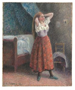 Frau beim Frisieren