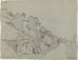 Häuser an einer Straße von Camille Pissarro