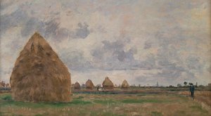 Landschaft mit Heuhaufen