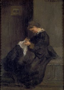 Mme Pissarro beim Nähen, ca. 1860
