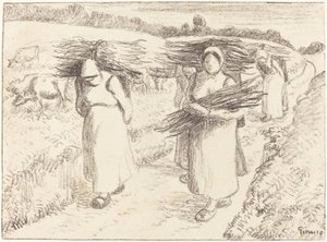 Bäuerinnen tragen Bündel Paysannes portant des fagots, 1896 von Camille Pissarro