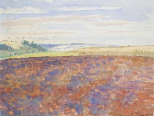 Studie einer Landschaft mit einem gepflügten Feld, Eragny-sur-Epte, ca. 1886-1890