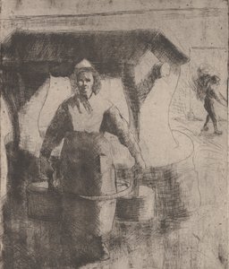 Frau an einem Brunnen, 1891 von Camille Pissarro