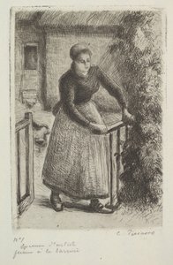 Frau am Tor, 1889 von Camille Jacob Pissarro