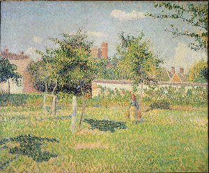 Frau auf einer Wiese in Eragny (oder Frühlingssonne in der Wiese von Eragny) von Camille Jacob Pissarro