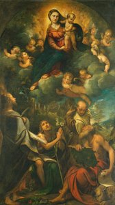 Madonna in Herrlichkeit oder Madonna mit Kind und Heiligen von Camillo Boccaccino