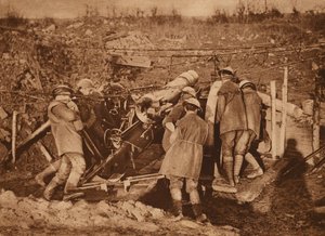 Kanadische Artillerie bringt eine Kanone in Stellung, Erster Weltkrieg