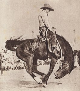 Cowboy reitet auf einem bockenden Bronco