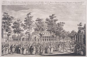 Ansicht der Rotunde, Ranelagh House, bei einem Ball zur Feier des Geburtstags von HRH, dem Prinzen von Wales, 24. Mai 1751, graviert von Parr von Canaleti