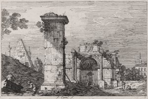 Landschaft mit Ruinenmonumenten, aus der Serie Vedute von Canaletto (Giovanni Antonio Canal)