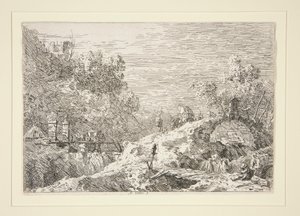 Gebirgslandschaft mit fünf Brücken, aus der Serie Vedute
