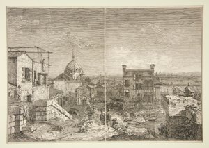 Das Haus mit der Inschrift [und] Das Haus mit dem Peristyl, aus der Serie Vedute (Ansichten) von Canaletto (Giovanni Antonio Canal)