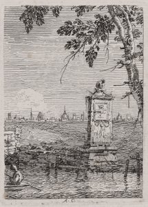 Das kleine Denkmal, aus der Serie Vedute (Ansichten) von Canaletto (Giovanni Antonio Canal)