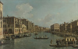 Der Canal Grande mit Blick in südöstlicher Richtung auf die Rialtobrücke von Canaletto