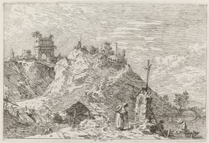 Landschaft mit dem Pilger im Gebet, ca. 1735-1746