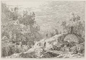 Berglandschaft mit fünf Brücken [unten rechts], ca. 1735-1746