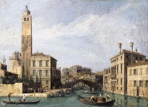 Der Canal Grande mit San Geremia, Palazzo Labia und dem Eingang zum Cannaregio, ca. 1726-1730 von Giovanni Antonio Canal