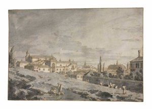 Ansicht von Padua von außerhalb der Stadtmauern mit der Kirche San Francesco von Giovanni Antonio Canal