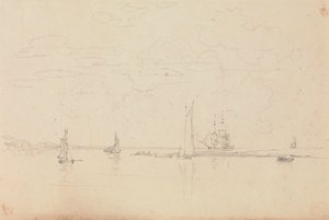 Skizze von Segelbooten in einem Hafen