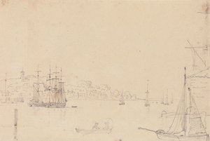 Skizze von Schiffen in der Nähe von West Cowes, Isle of Wight von Capt. Thomas Hastings