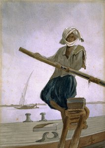 Bootsmann am Fluss Indus, Indien