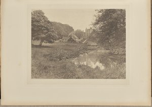Haddon Hall und Gehöft, vom Fluss aus