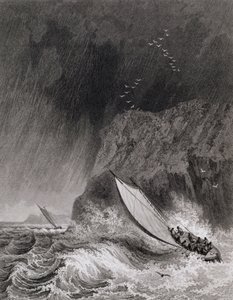 Die Boote vor Walden Island im Schneesturm, 12. August 1827, aus dem Journal einer dritten Reise zur Entdeckung einer Nordwestpassage