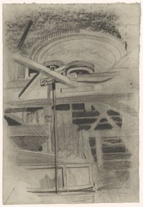 Teil einer Maschine mit drei Zahnrädern von Carel Adolph Lion Cachet
