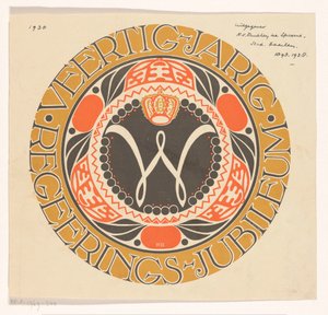 Emblem für das vierzigjährige Regierungsjubiläum von Königin Wilhelmina der Niederlande von Carel Adolph Lion Cachet