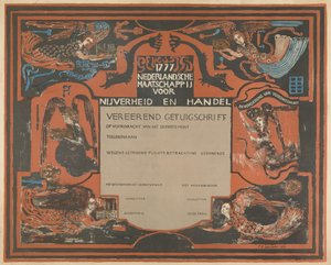 Zertifikat der Niederländischen Gesellschaft für Industrie und Handel von Carel Adolph Lion Cachet